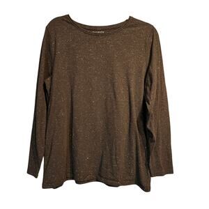 Talbot's Woman Size 1X Holiday Long Sleeve Tee Black Gold